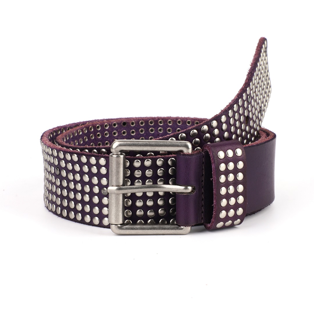 studded genuine cowhide leather belt for men and women 4.0cm