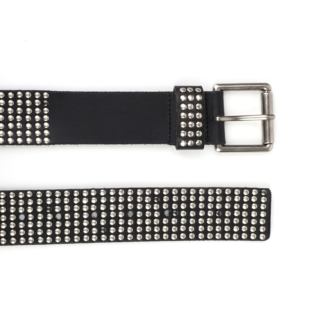 studded genuine cowhide leather belt for men and women 4.0cm