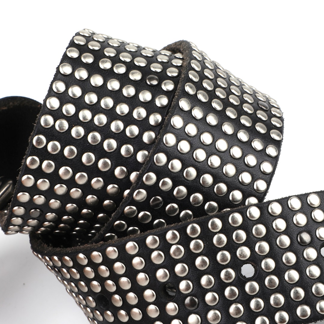 studded genuine cowhide leather belt for men and women 4.0cm