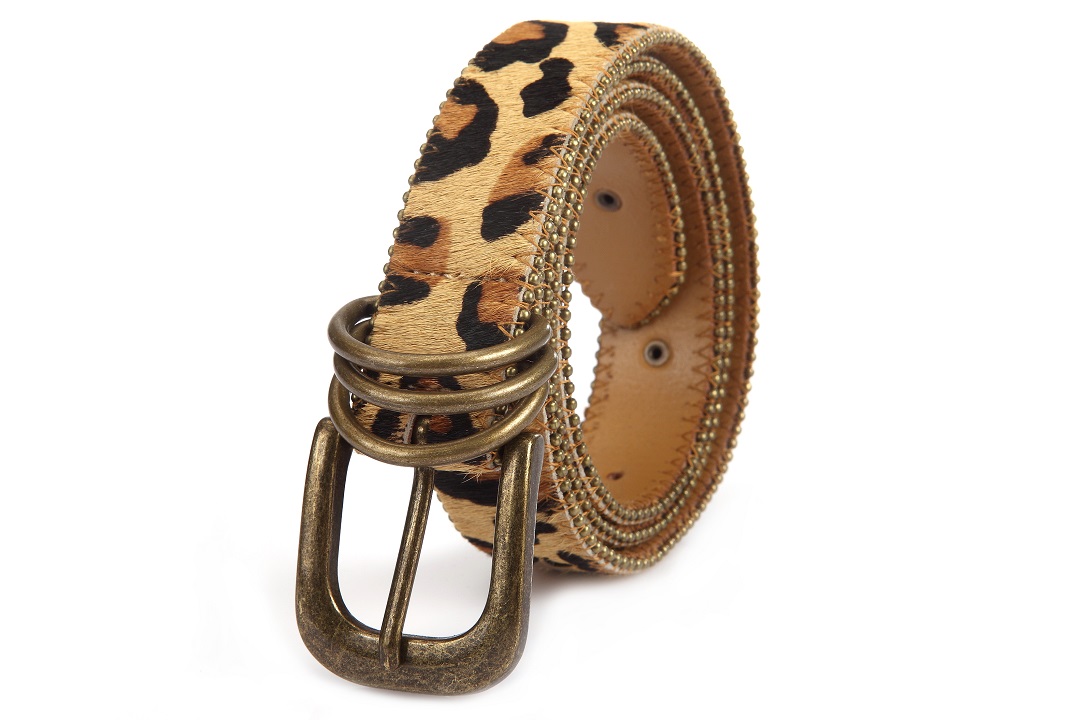 unique horsehair real cow leather chain belt with studded star 3.0cm