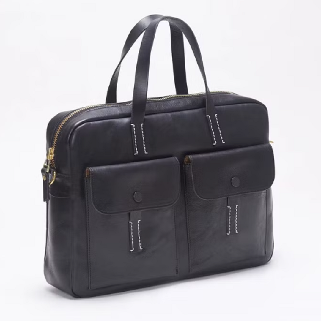 vegetable tanned italian leather messenger bag for men, briefcase for women