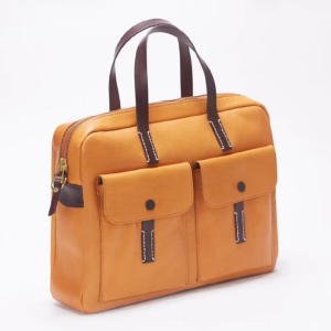 vegetable tanned italian leather messenger bag for men, briefcase for women