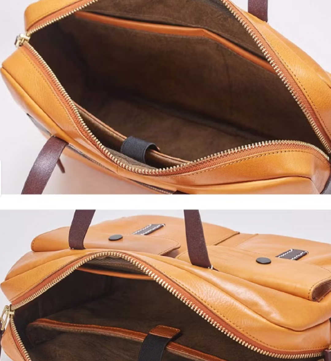 vegetable tanned italian leather messenger bag for men, briefcase for women