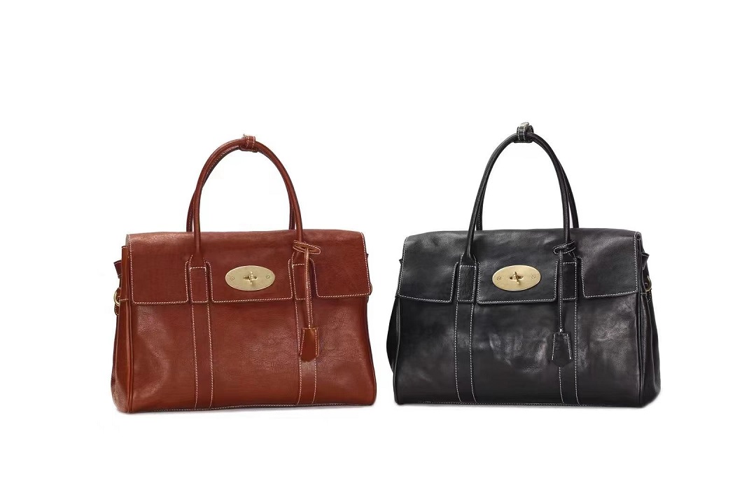 vegetable tanned oil leather business bag for women