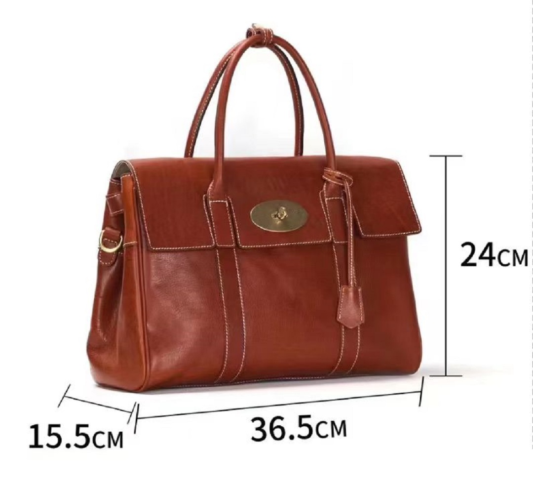 vegetable tanned oil leather business bag for women