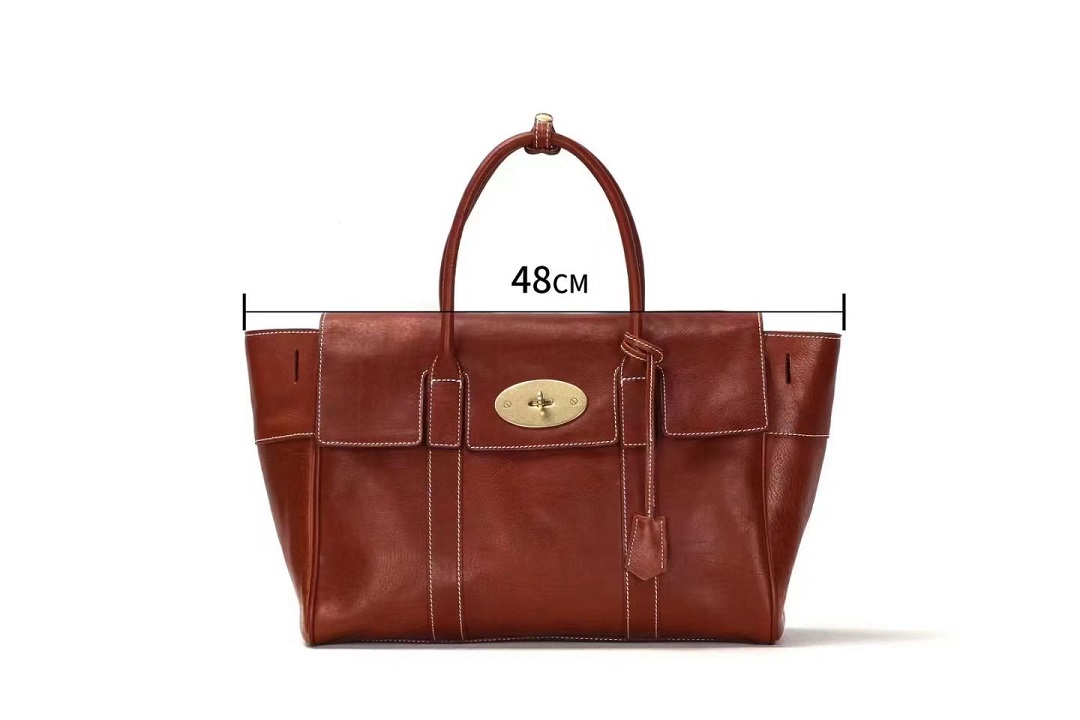 vegetable tanned oil leather business bag for women