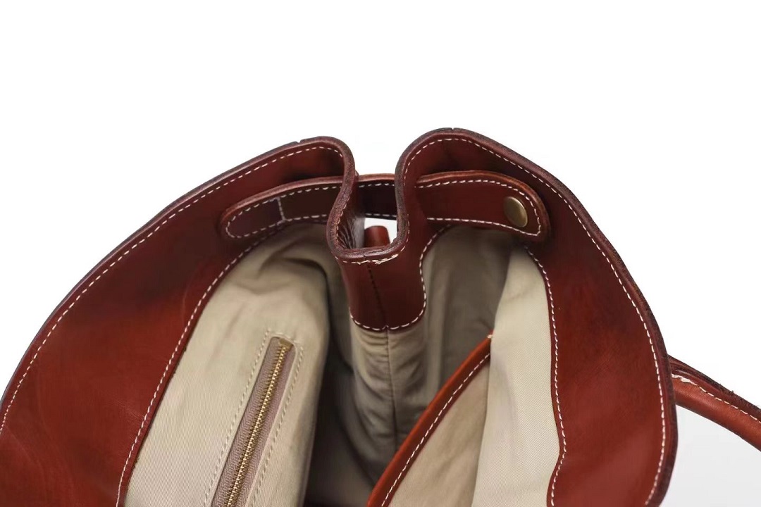 vegetable tanned oil leather business bag for women