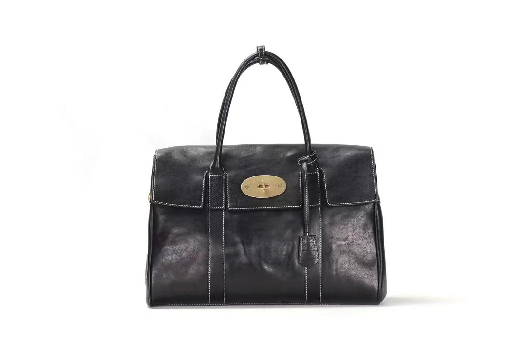 vegetable tanned oil leather business bag for women