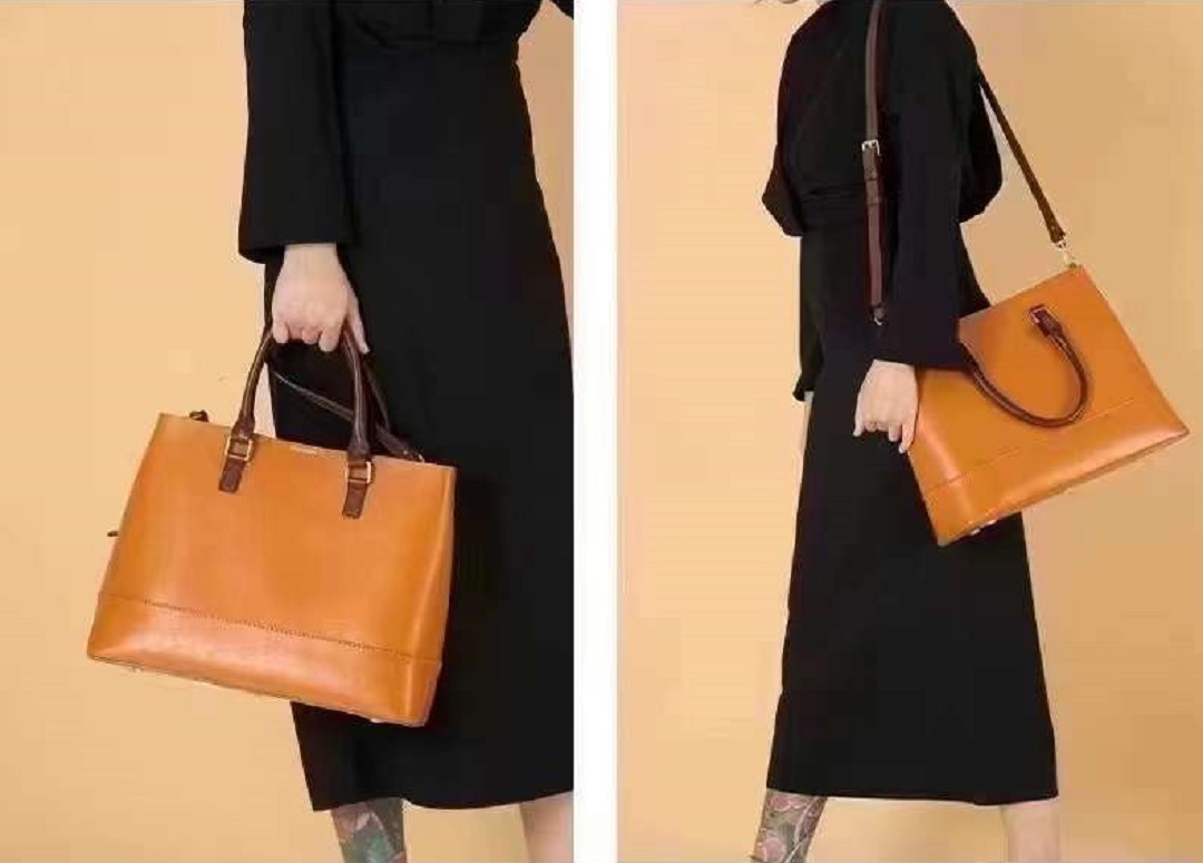real leather tote for women ladies shoulder handbag for work, travel, casual use