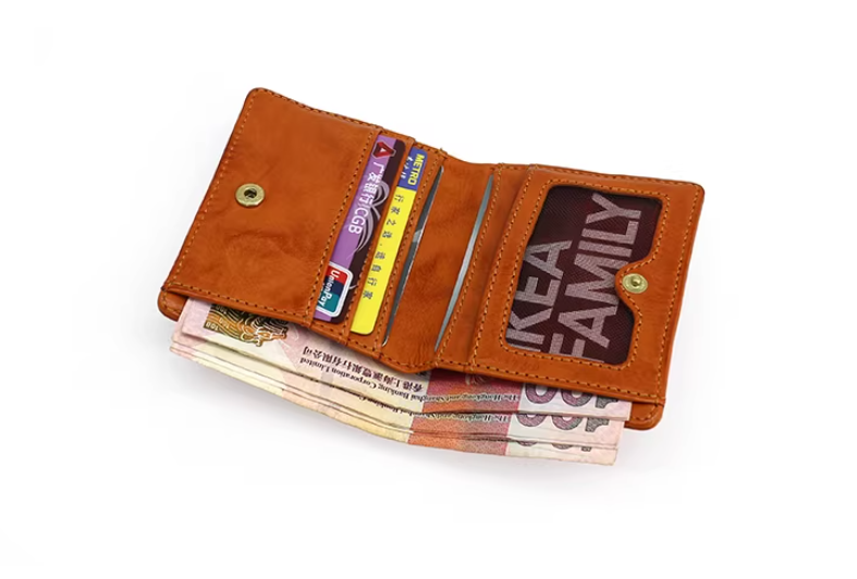 vintage italian leather wallet, unisex full grain cowhide wallet